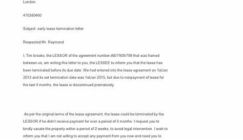 Breaking Lease Agreement Letter Collection - Letter Template Collection