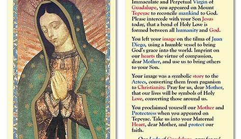 Prayer to Our Lady of Guadalupe Laminated Holy Card, 25-pack, # 8325