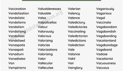 nouns that start with v