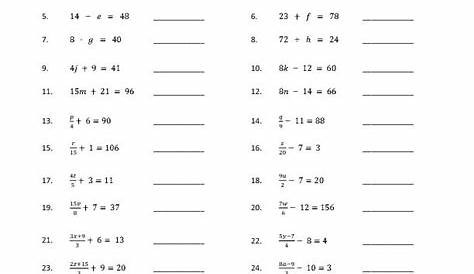 solving equations multi step worksheets
