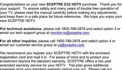 Sceptre Technologies E32 Users Manual E325BD HD 12222011