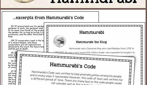 hammurabi's code worksheets