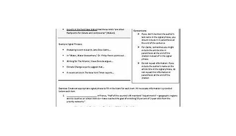 mla documentation practice worksheet