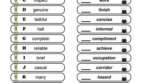 synonyms worksheets