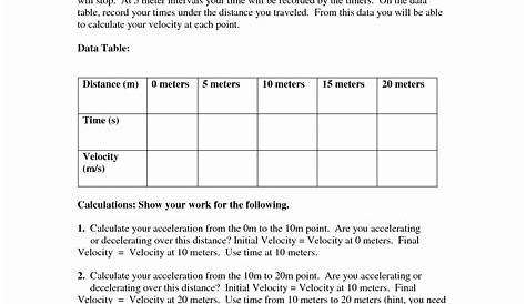 acceleration worksheets with answers