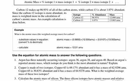 isotopes practice worksheets answer key