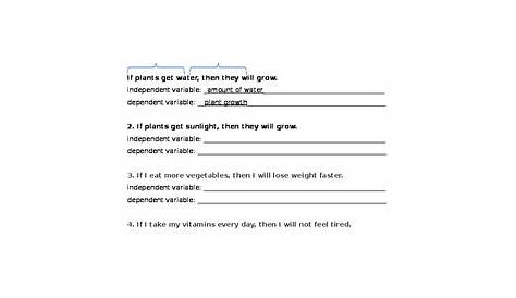 identifying independent and dependent variables worksheets