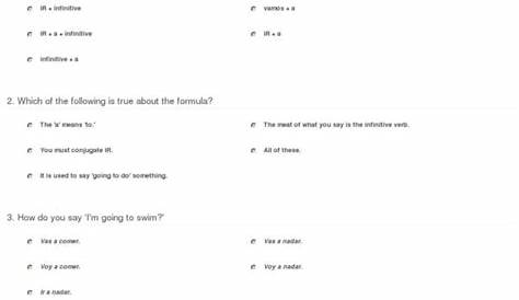 ir a infinitive worksheets answers