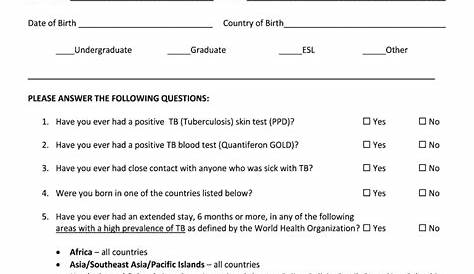 Tb Screening Form - Fill Online, Printable, Fillable, Blank | pdfFiller