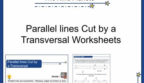 Parallel lines Cut by a Transversal Worksheets for Kids