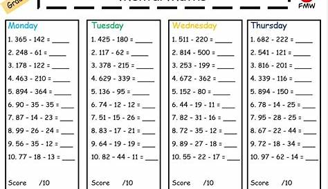 Mental Math Worksheets | Grades 2-6 | Free Worksheets | Printables