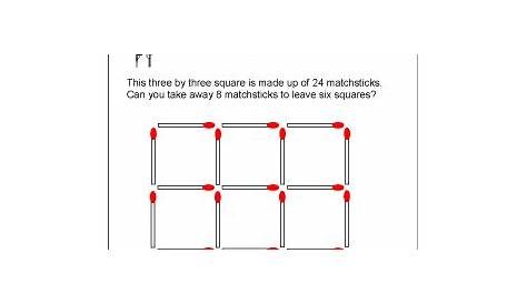 Matchstick Puzzle 6 Matchstick Puzzles Maths Worksheets For Further