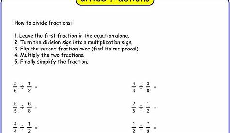 fractions division worksheet