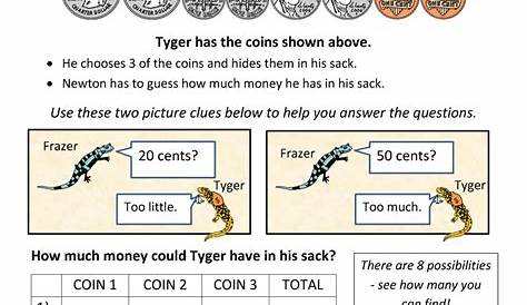money worksheet third grade