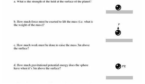 gravitational potential energy worksheets with answers