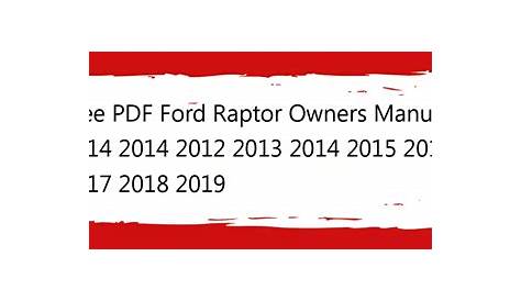 ford raptor owners manual pdf