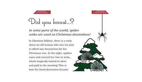 Worksheets: Christmas Spiders Christmas Fun Facts, Christmas Spider