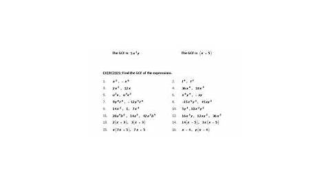 Factoring Polynomials: GCF and Factoring by Grouping Worksheet for 9th