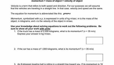 Conservation Of Momentum Practice Problems Worksheet Answers