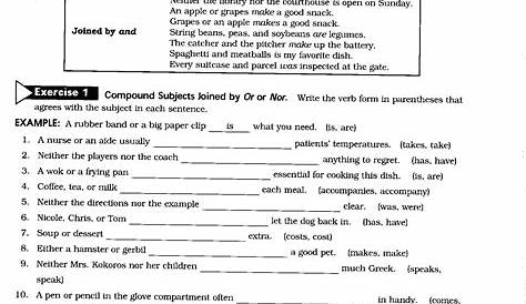 verb agreement practice worksheets