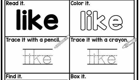 sight word worksheets first grade