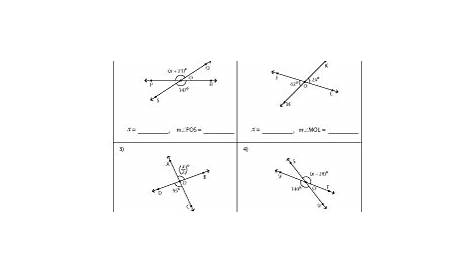 vertical angles worksheets with answers