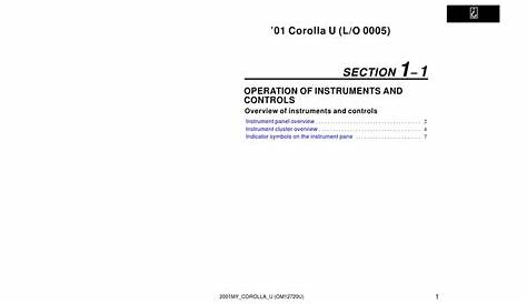 TOYOTA COROLLA 2001 OPERATING MANUAL Pdf Download | ManualsLib