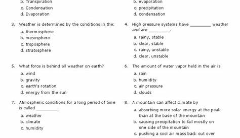 weathering worksheet answer key