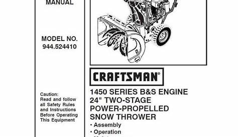 Craftsman snowblower Parts Manual 944.524410