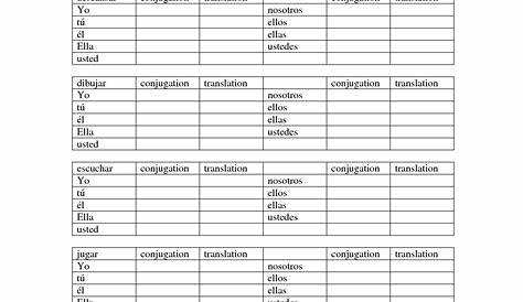 spanish ar verbs worksheets