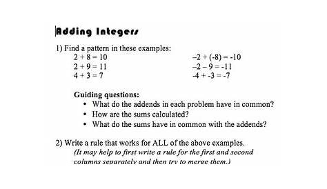 what are the 4 rules of integers