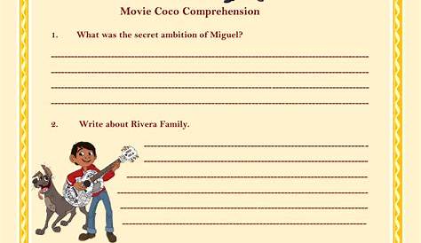 Coco Movie Questions Worksheet