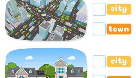 Cities and Towns Worksheet for kids