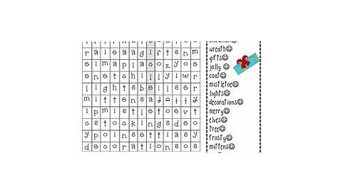 winter holiday word search printable free