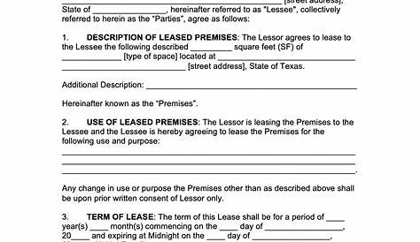 Free Texas Commercial Lease Agreement | PDF