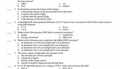Ohms law practice problems worksheet with answers pdf