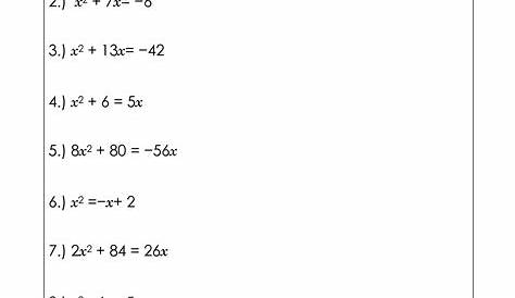 Solving Quadratic Equations by Factoring Worksheet Answers