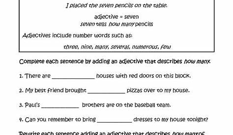 limiting adjectives worksheet grade 5