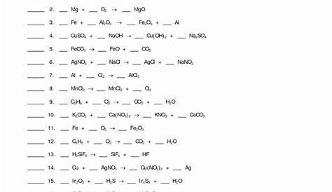 balancing chemical equations worksheets key