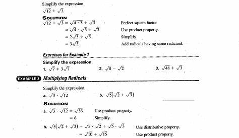 multiplication of radicals worksheet