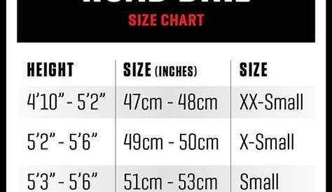 women's bike size chart inches