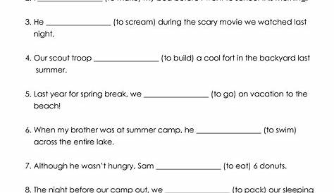 verbs present tense and past tense worksheets