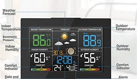 Geevon Weather Station Wireless Indoor Outdoor Thermometer, Color Large
