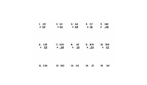 multiplying decimals by decimals worksheet