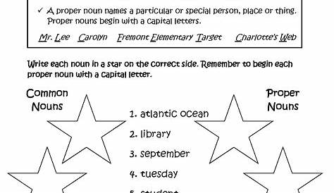 proper and common noun worksheets