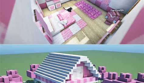Cute Pink House Minecraft Mansion, Easy Minecraft Houses, Minecraft