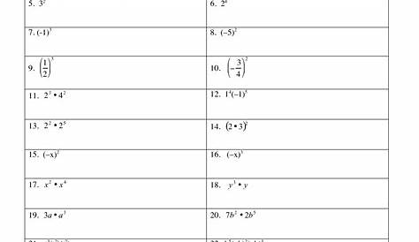 math worksheet exponents