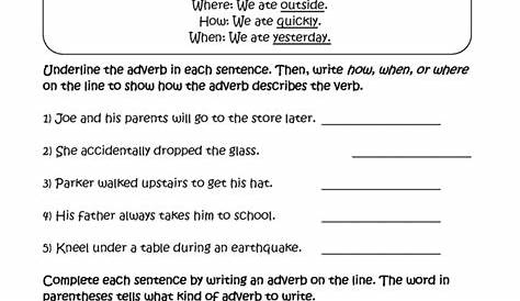 identifying adverbs worksheet 6th grade