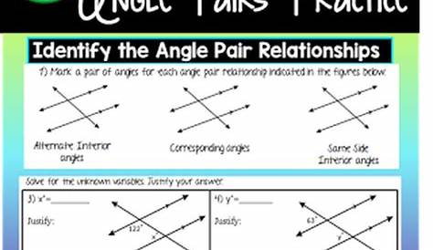 identifying angle pairs worksheet pdf