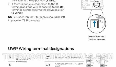 Honeywell TH1110D2009 T1 Pro Thermostat Installation Instructions